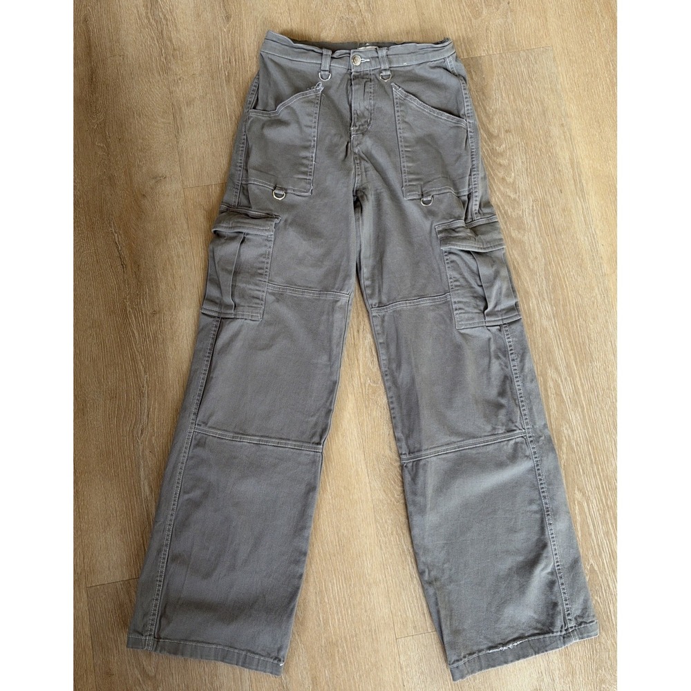 Rachel Paige Womens Size Small Wide Leg Cargo Pants Gray Streetwear Y2K